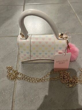 Willow & Ruby Pastel Heart White little girls mini handbag